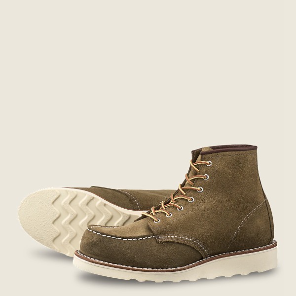 Red Wing Womens 6-inch Classic Moc – Short Mohave Leather - Heritage Boots Olive - 8107QUBOC